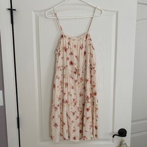 Mystree Cream Floral Tiered Sun Dress